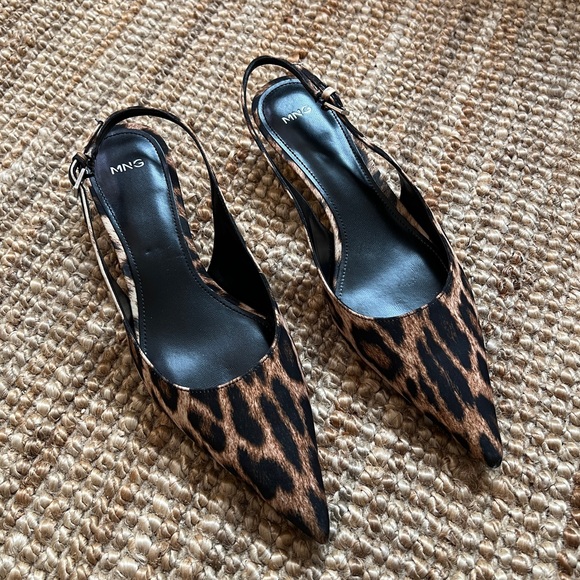 Leopard Print Slingback Kitten Heels - Picture 2 of 4